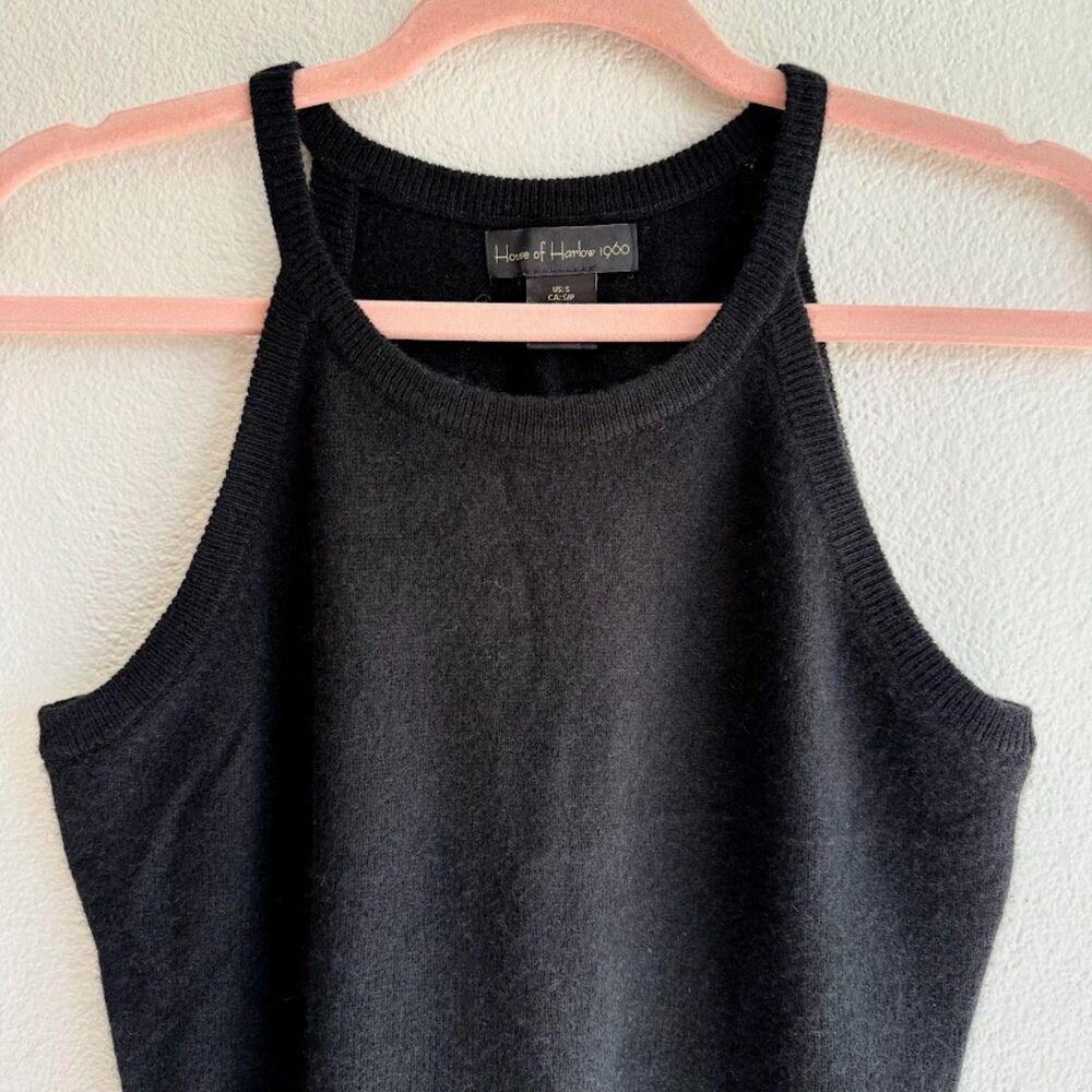 House of Harlow 1960 100% Cashmere High Neck Tank Top in Black size Small NWOT - Picture 3 of 10